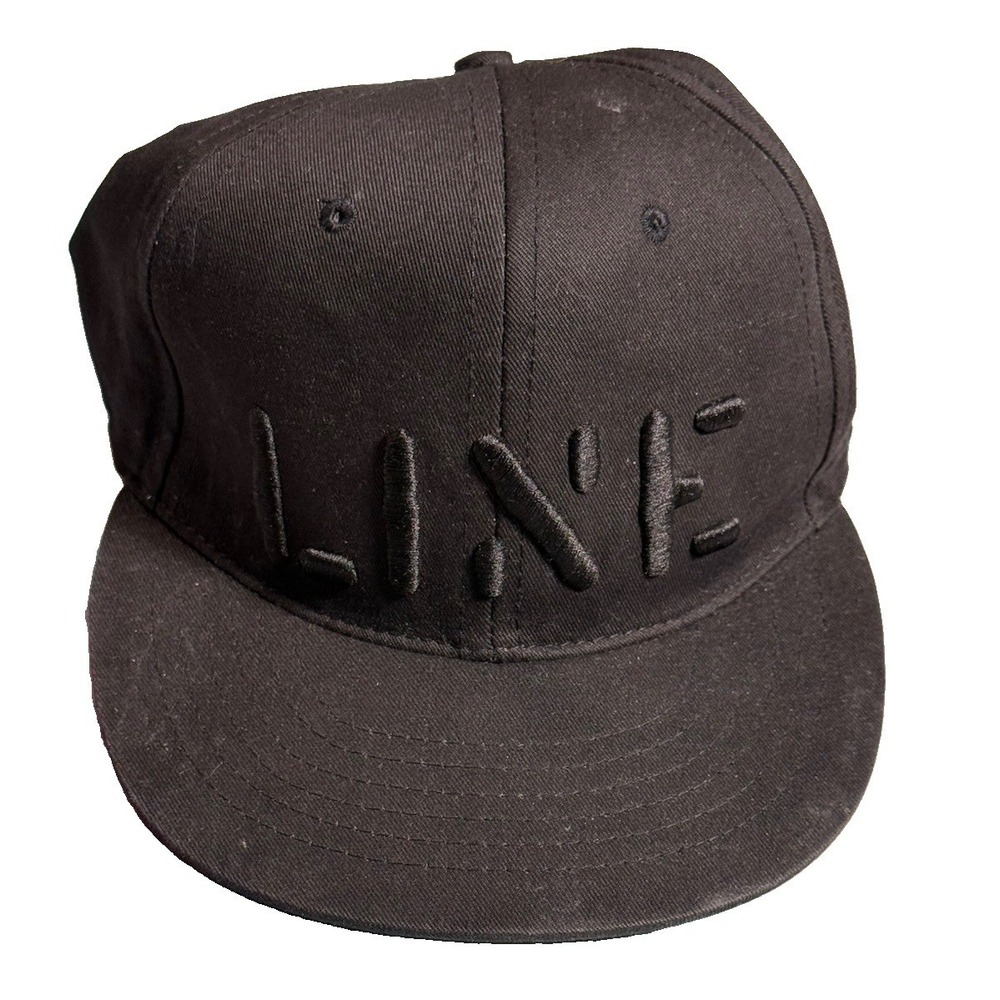 Black On Black LINE Wrong Way Since 1995 S/M Fitted Cap Rare Vintage EUC